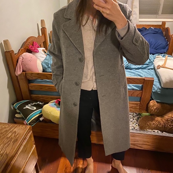 LL Bean Grey Wool Coat Size 10 - Picture 5 of 10